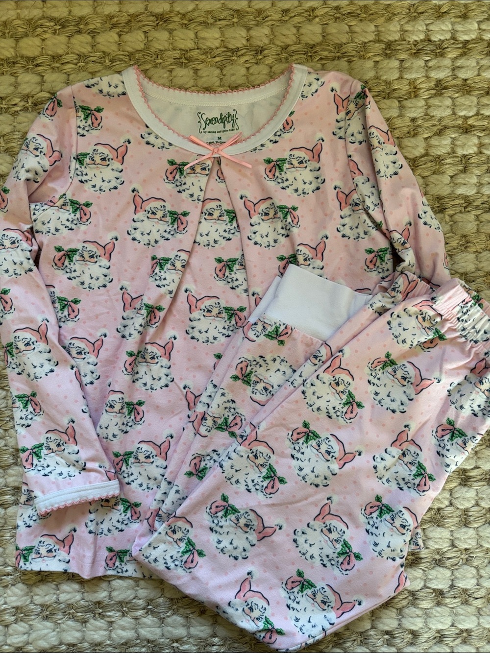 Girls' Pink Santa  Pajama Set - Serendipity by shrimp & grits kids